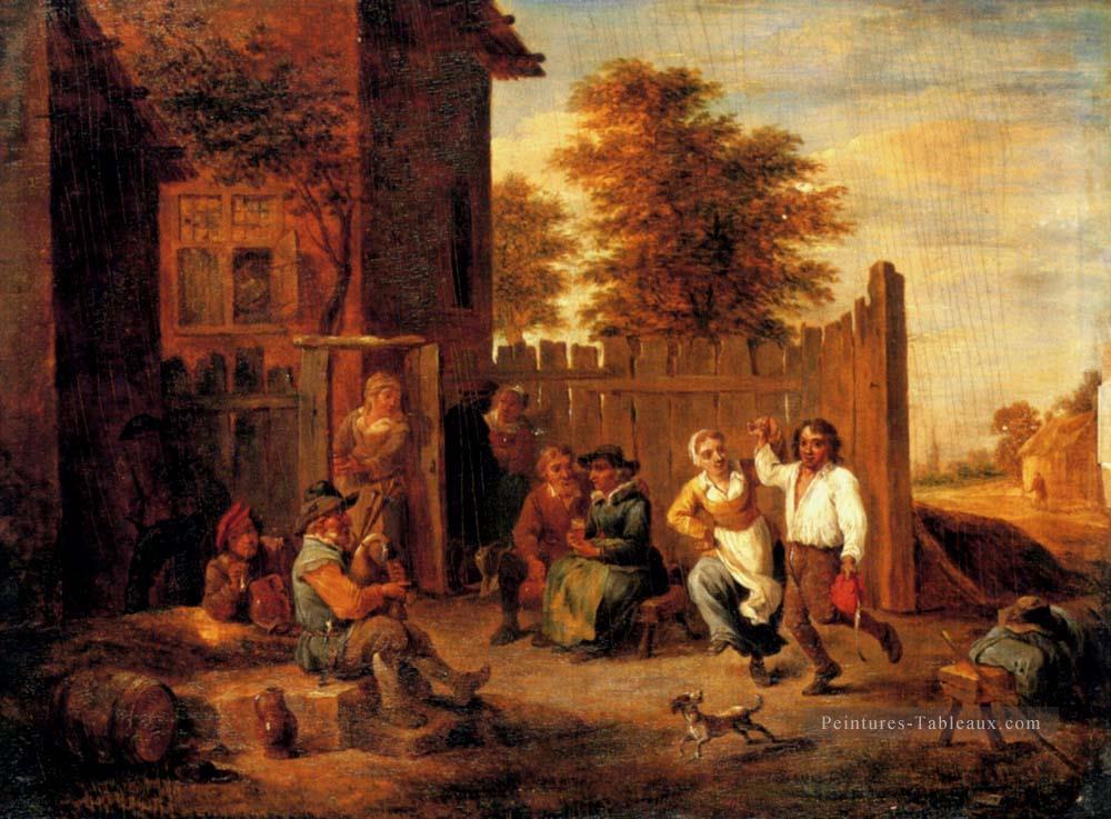 Les paysans font la fête à l’extérieur d’une auberge David Teniers le Jeune Peintures à l'huile
